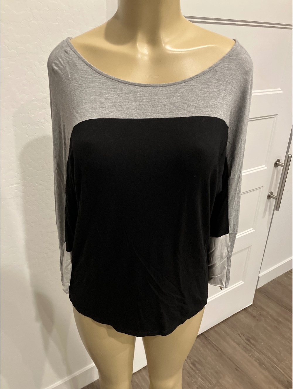 Pre-Loved Calvin Klein Colorblock Long Sleeve Top with Zipper Detail